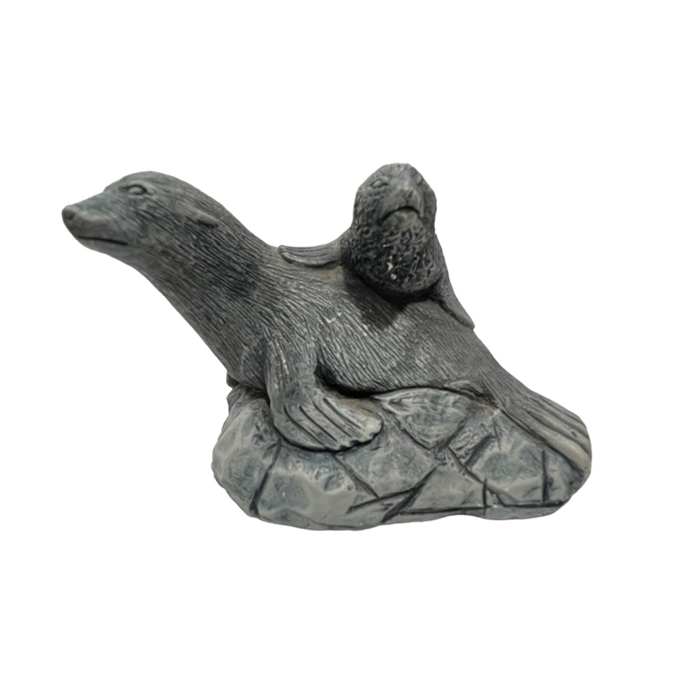 Seal and Pup Sculpture Made From Volcanic Ash